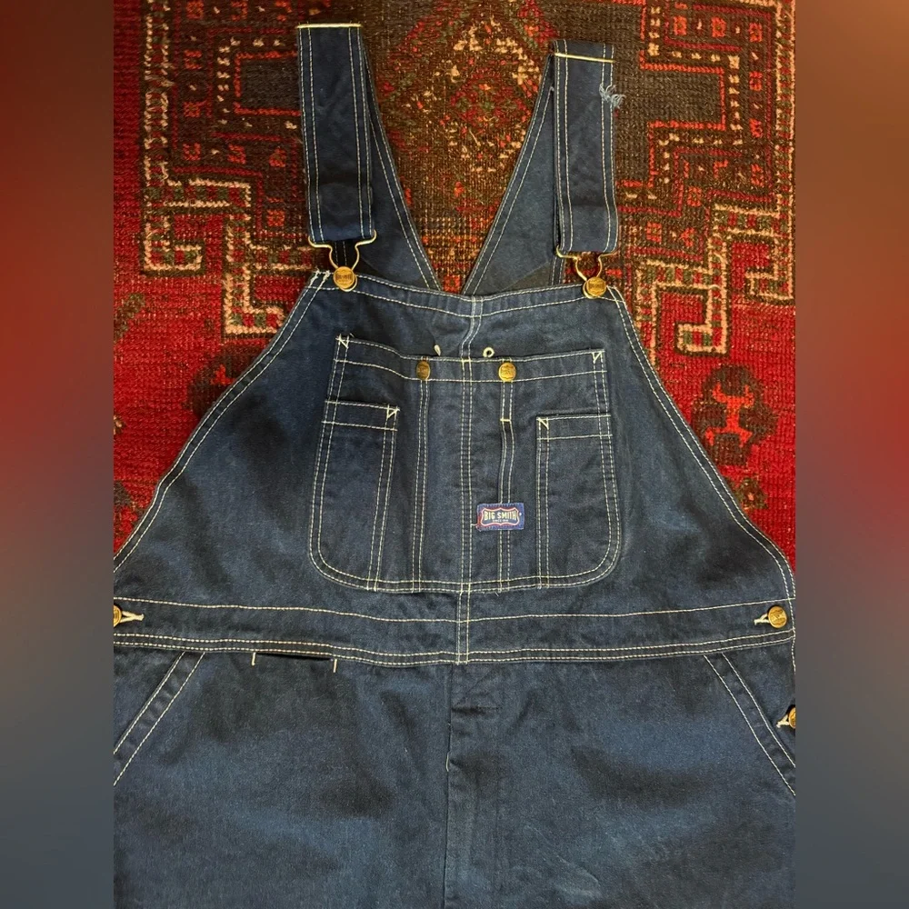 Vintage distressed Big Smith Blue Denim Overalls 42x30 - Picture 4 of 8